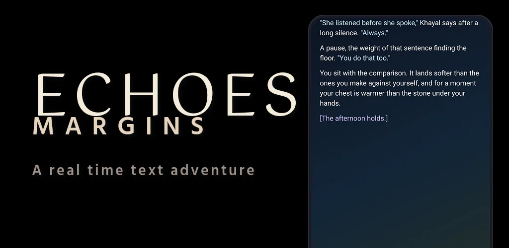 Echoes: Margins feature graphic: a five-day wrist-first text adventure from Velos Ventures.