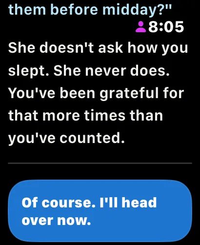 Echoes: Margins on Apple Watch: a passage arrives on the wrist.